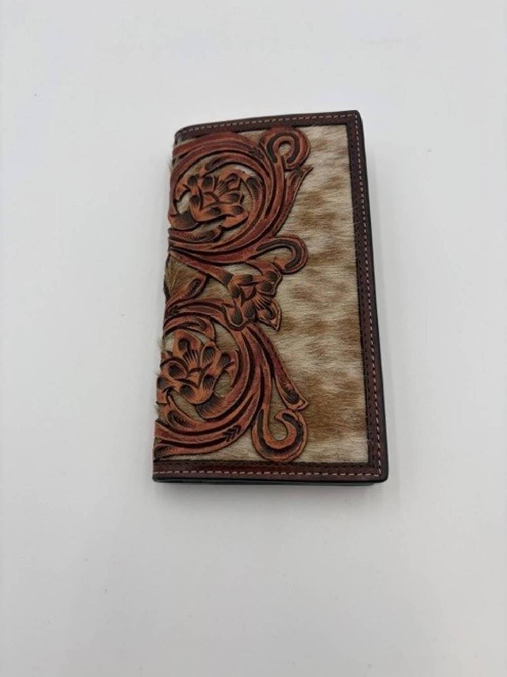 NEW TWISTED X men's hair on leather rodeo wallet in brown/natural